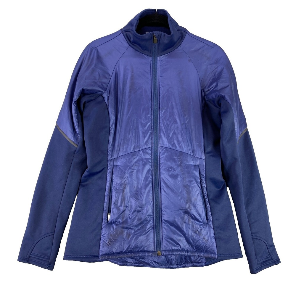 Athleta Track Jacket XS Blue Fitted Full Zip Athleisure Running Yoga RN 54023
